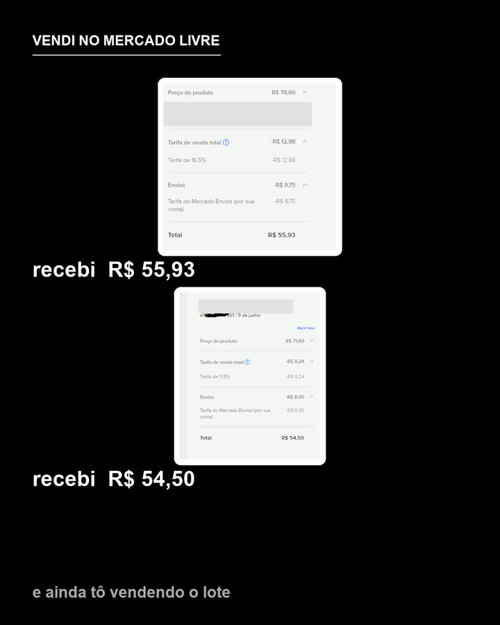 Vendas reais no Mercado Livre